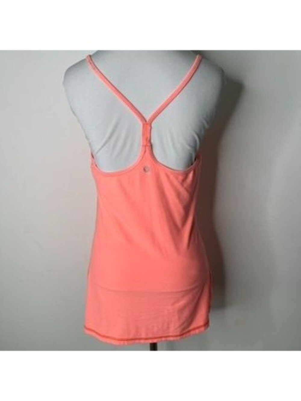 Lululemon Power Y Tank Top Coral Pink Orange Built In Bra Size 10 Large